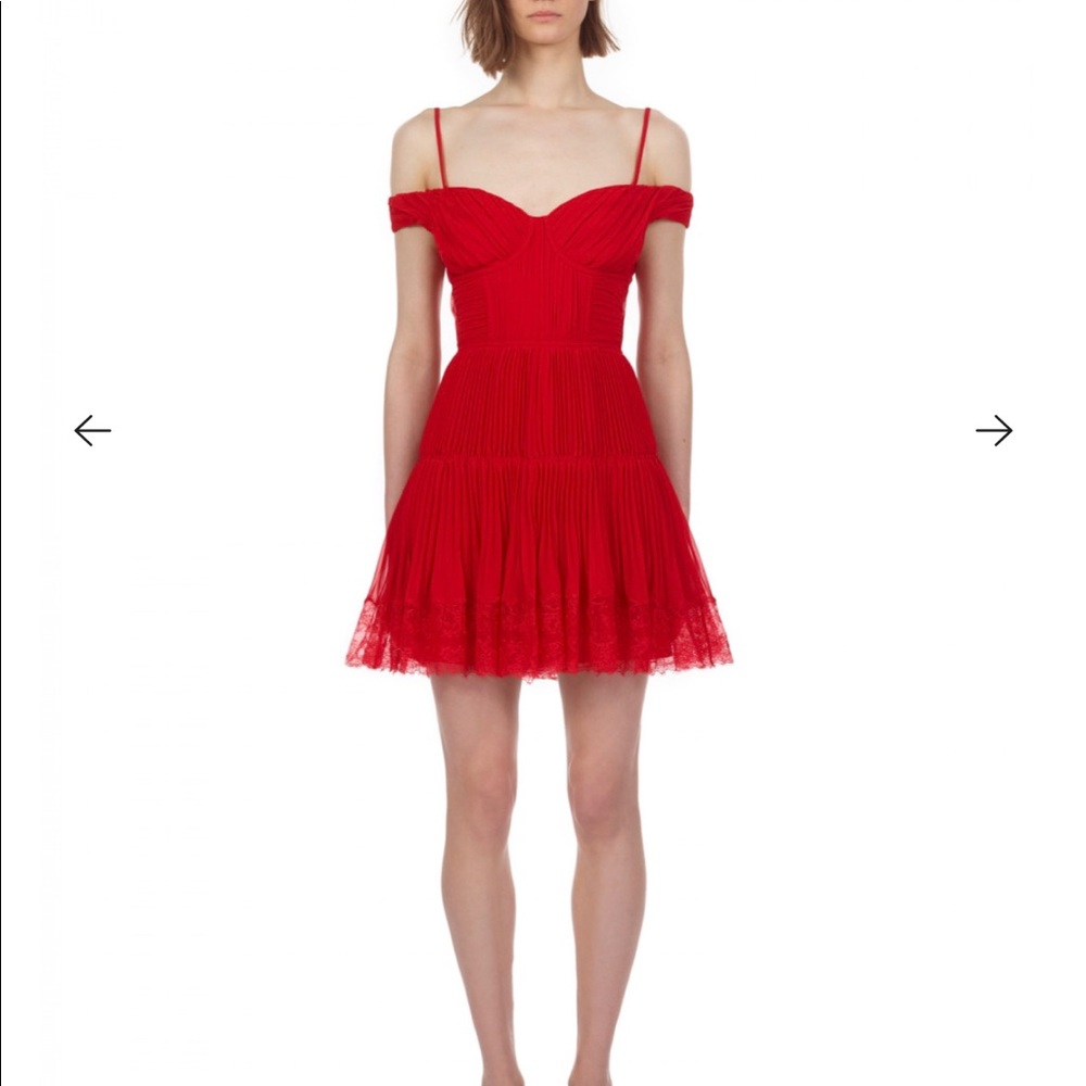 Self Portrait Dark Red Off Shoulder Mini Dress